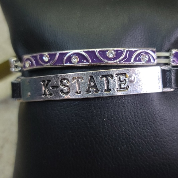 K - STATE  2 Bracelets.  1 Purple/ 1 Leather - Picture 2 of 6